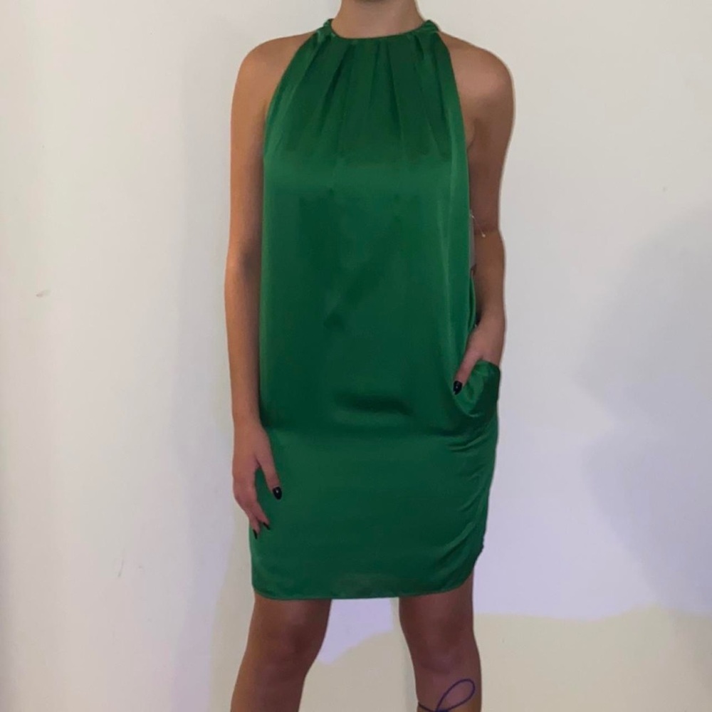Zara basic halter style green dress